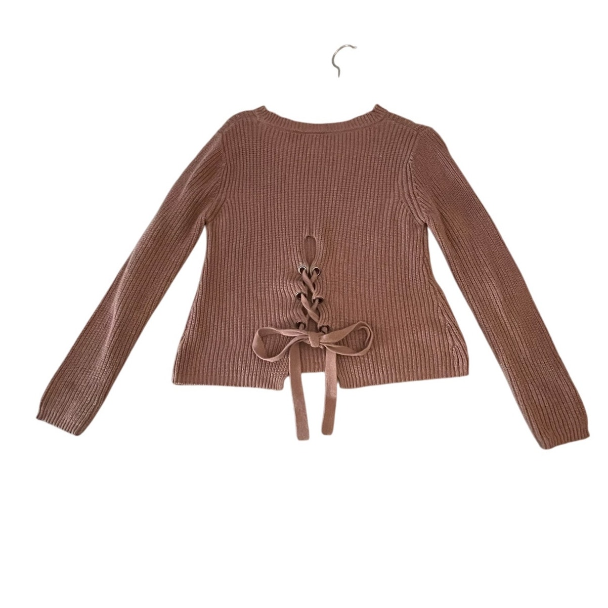 Moon & Madison Women’s Sweater - S - Brown Criss-Cross Bow Back - Cozy Knit -Euc